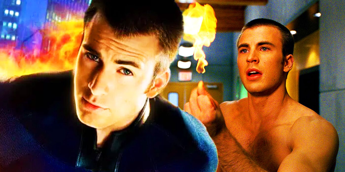 Chris Evans as Johnny Storm's Human Torch with fire in Fox's Fantastic Four films