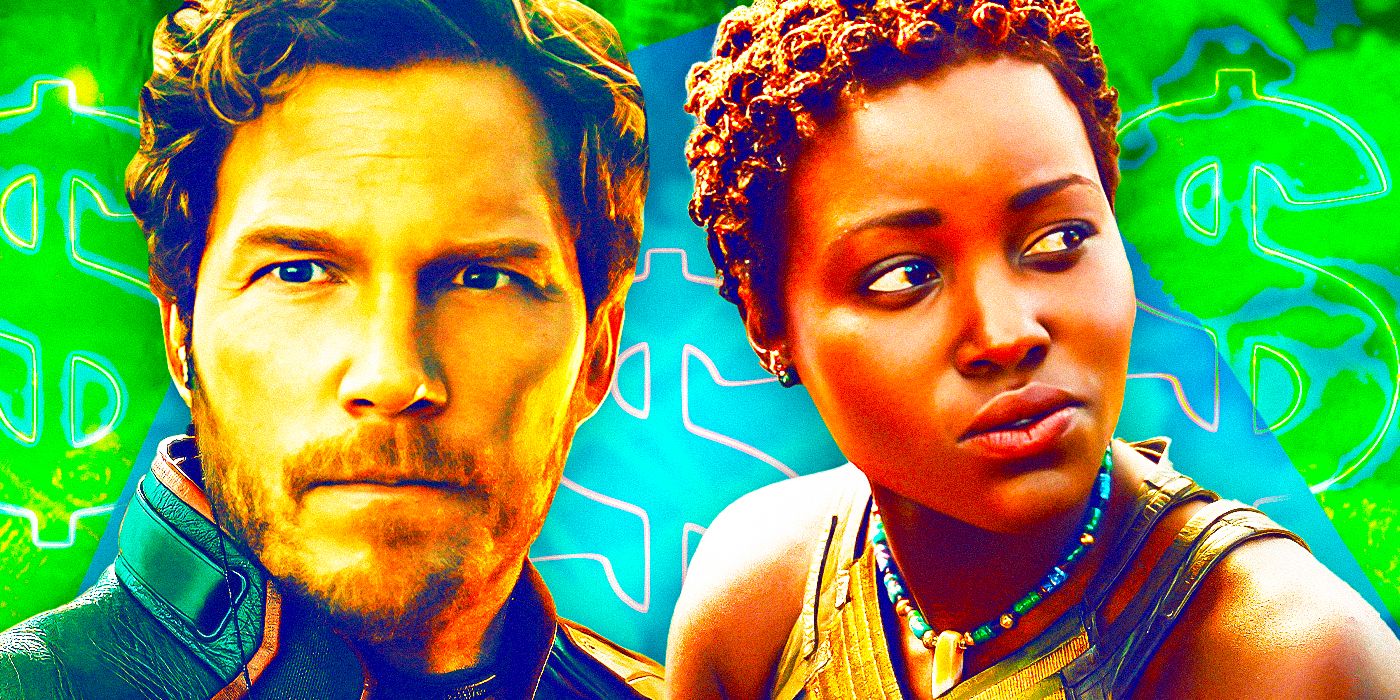 (Chris Pratt as Peter Quill Star-Lord) from Guardians of the Galaxy Vol. 3 & (Lupita Nyong'o as Nakia) from Black Panther