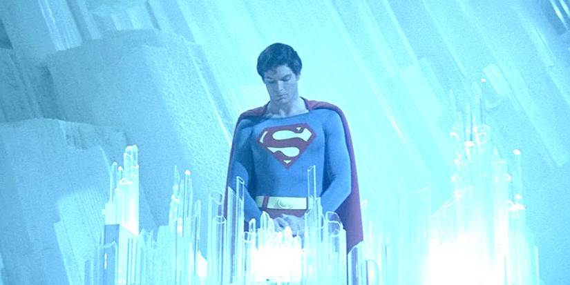 Christopher Reeve As Superman Standing In The Fortress Of Solitude In Superman Movie