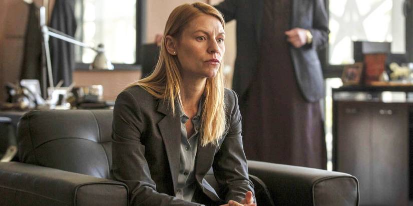 Claire Danes sitting down as Carrie Mathison in Homeland