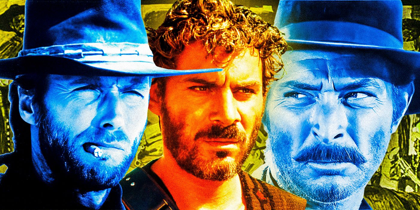 Clint-Eastwood-in-High-Plains-Drifter,-Angel-Eyes-in-The-Good-The-Bad-and-The-Ugly,-and-El-Indio-in-For-A-Few-Dollars-More