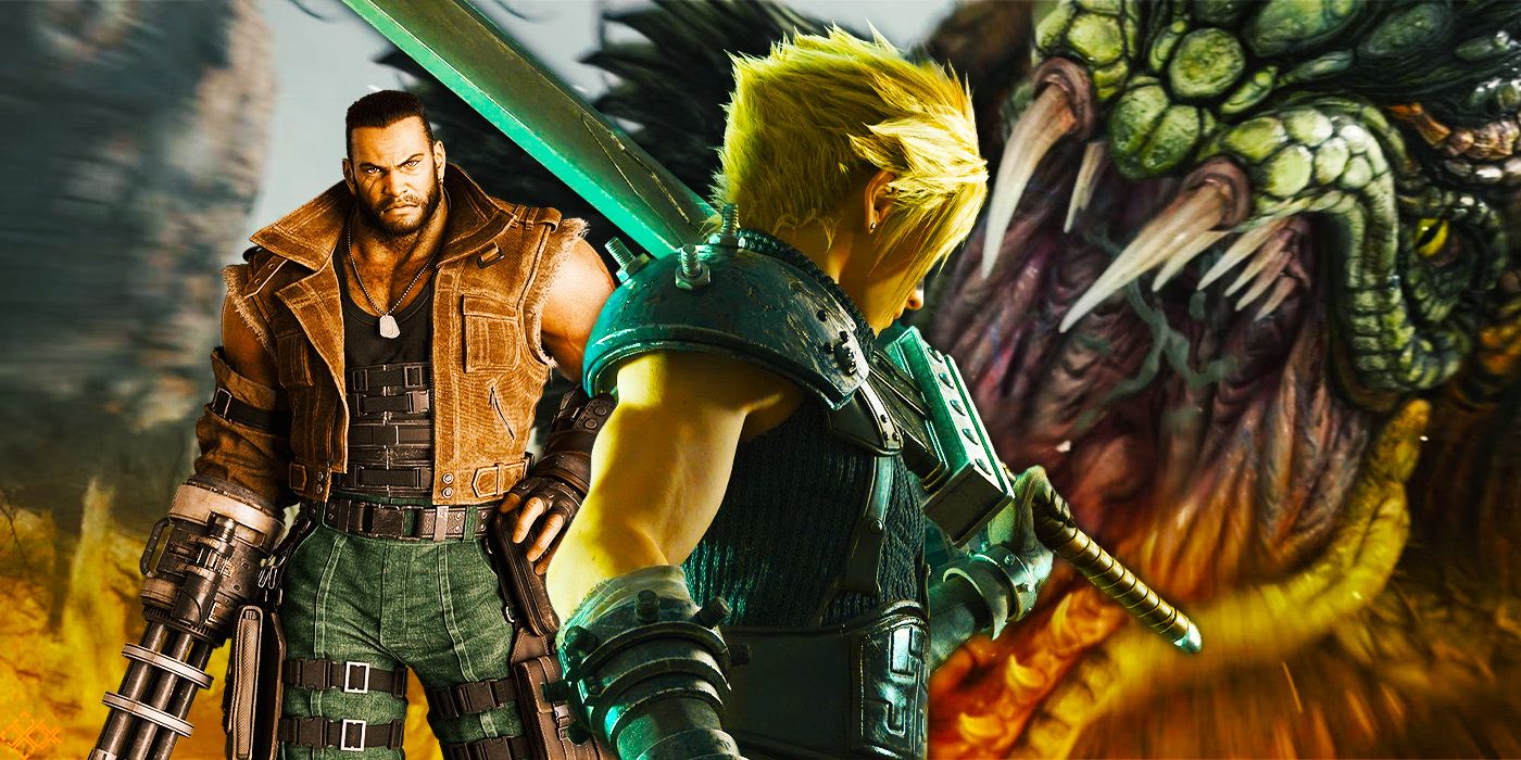 Cloud and Barret from FF7 Rebirth with the Midgardsormr