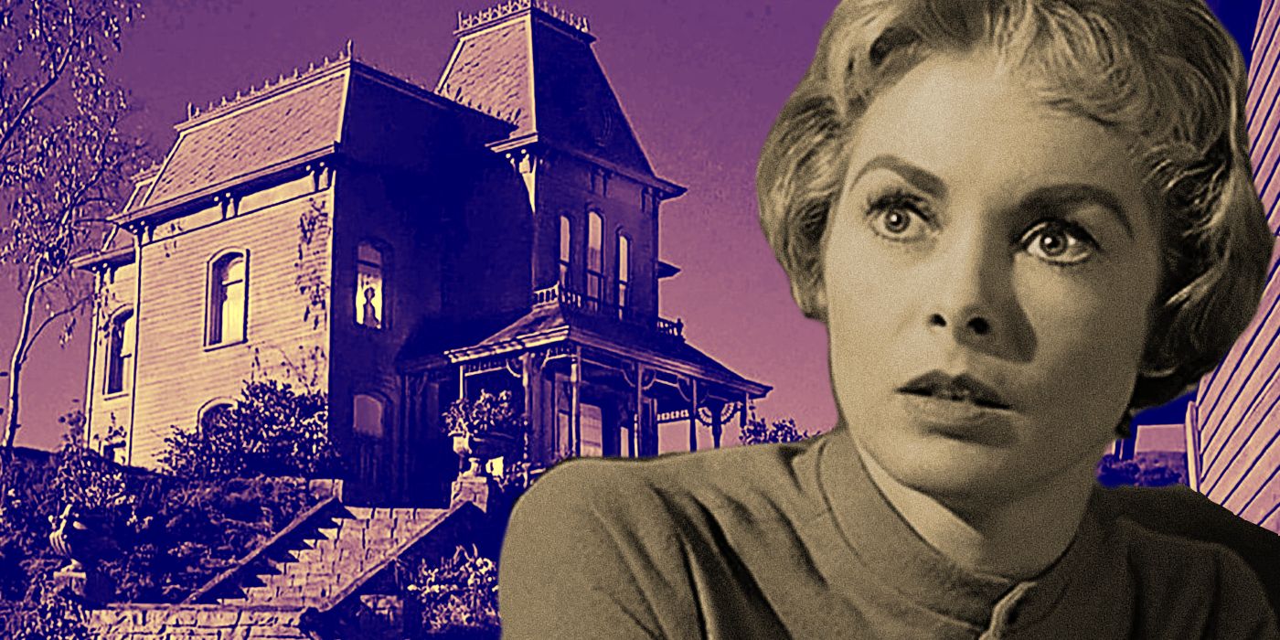 Collage of Janet Leigh as Marion Crane and the Psycho House.