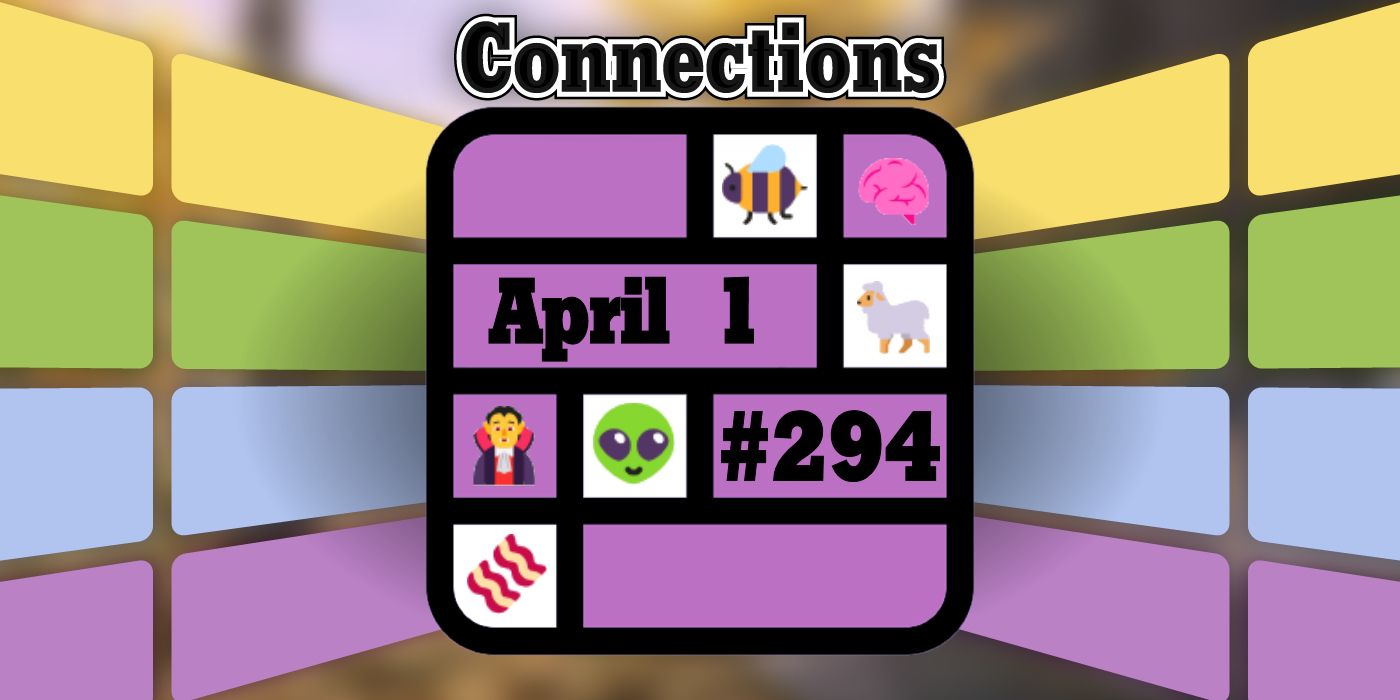 Connections April 1 Grid With the date and game number, covered in emojis