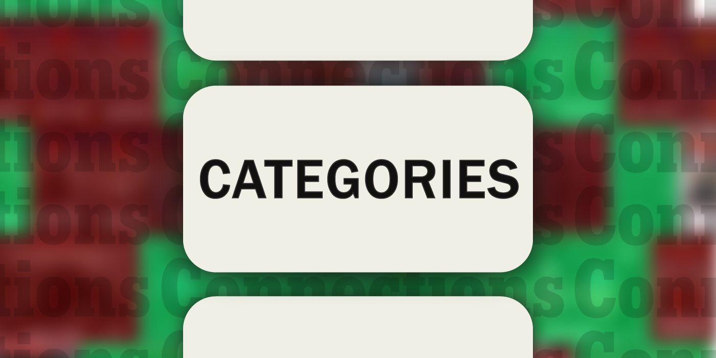 Connections March 19: The word Categories in a white box with a blurred background