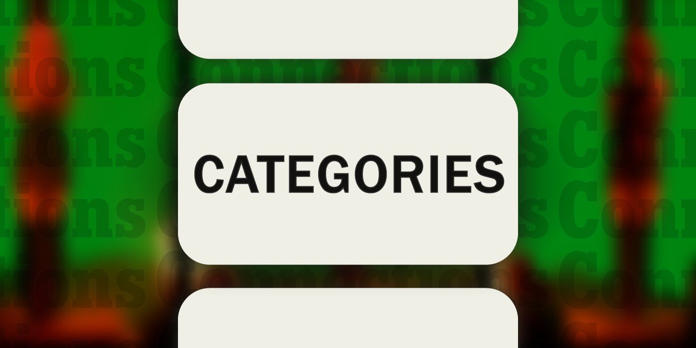 Connections March 24: The word Categories in a box with a blurred background