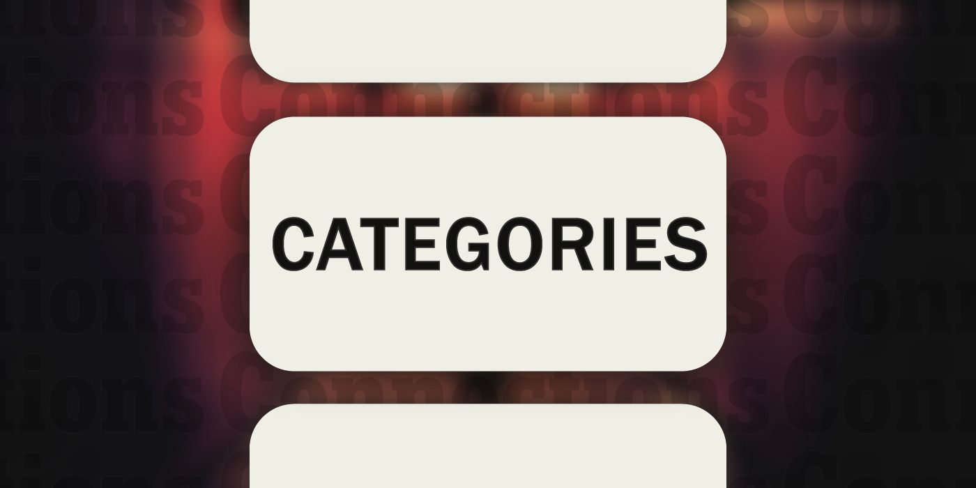 Connections March 25: The word Categories in a box with a blurred background