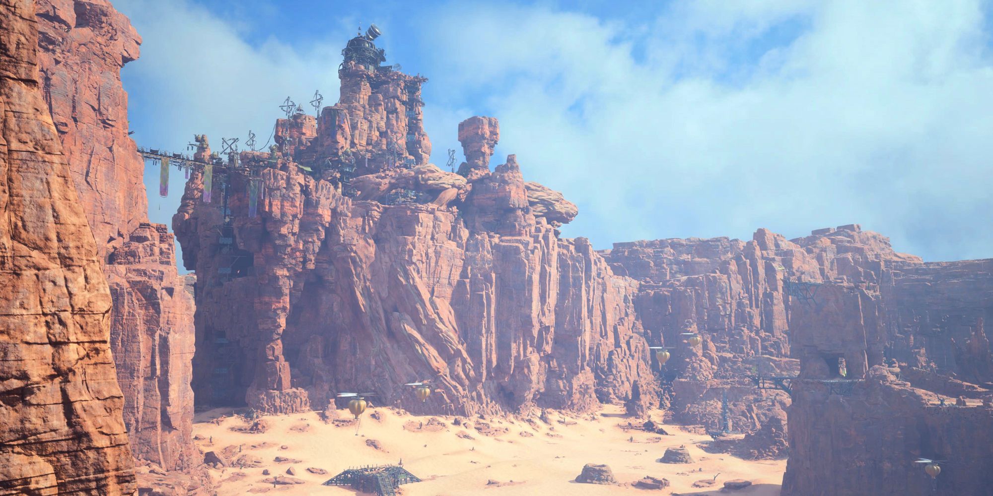 Uma foto da paisagem do Cosmo Canyon conforme aparece em FF7 Rebirth.