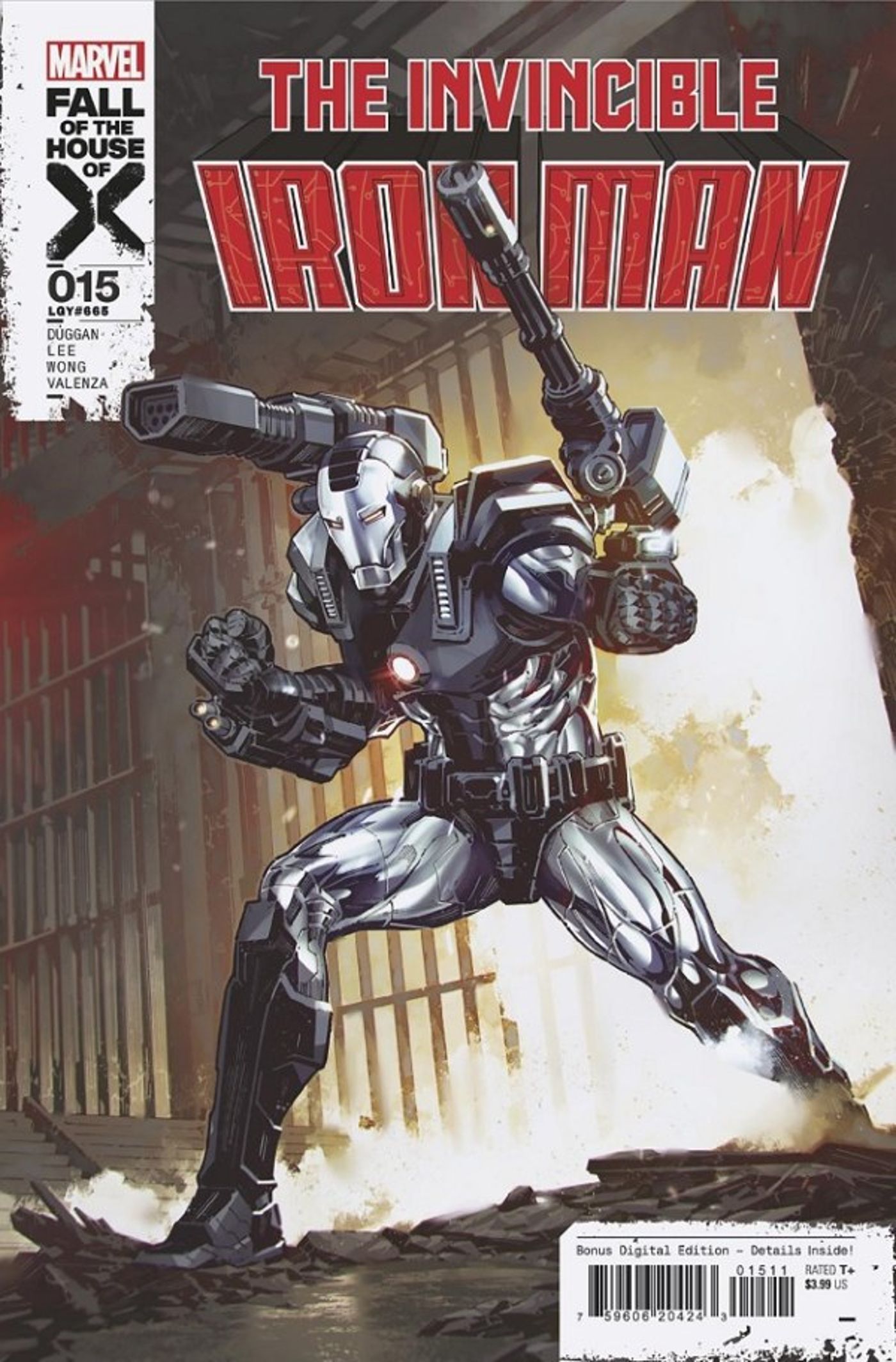 main cover for Invincible Iron Man #15 by artist Kael Ngu, Iron Man in battle stance