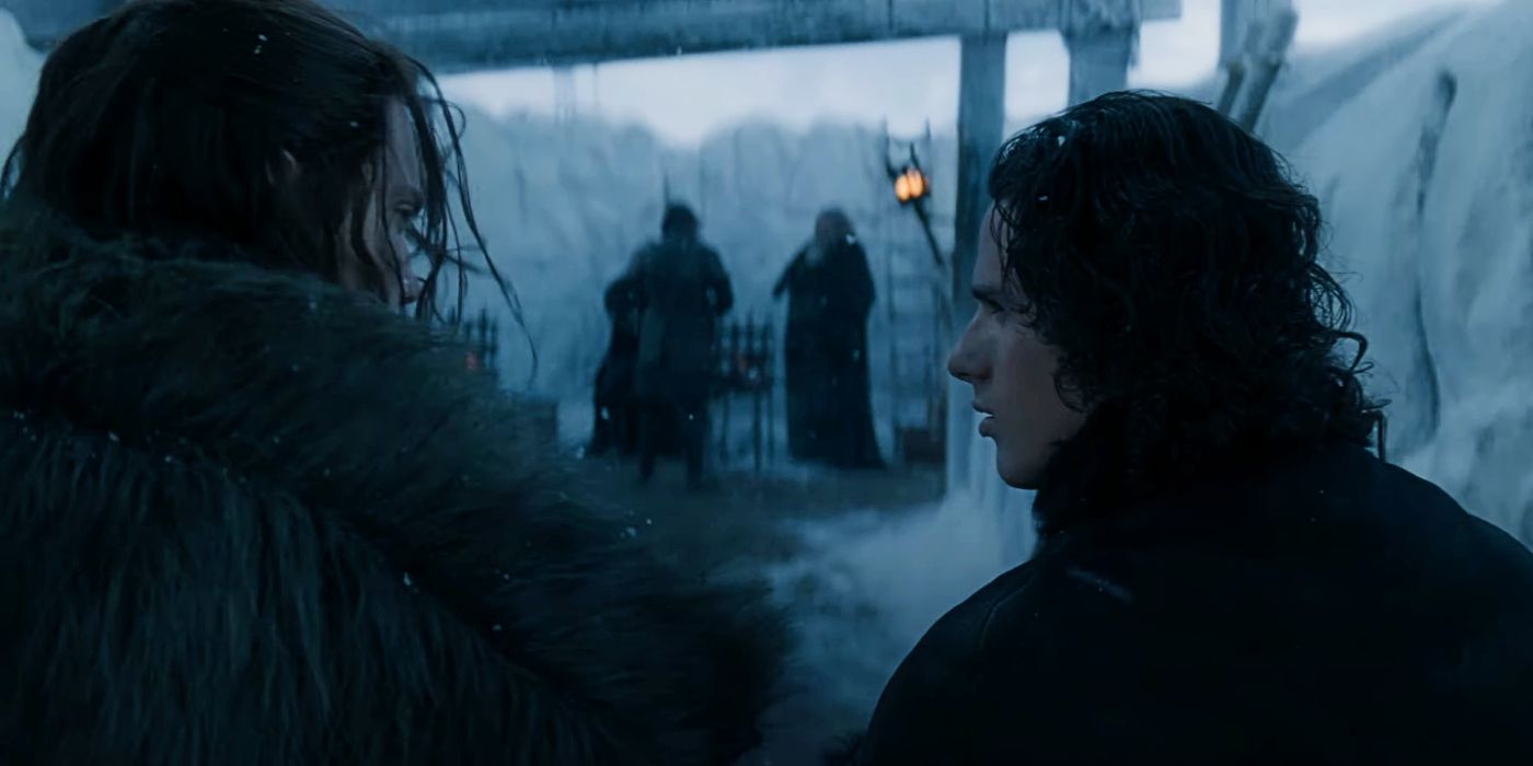 Cregan Stark conversando com Jace Velaryon na parede na 2ª temporada de House of the Dragon