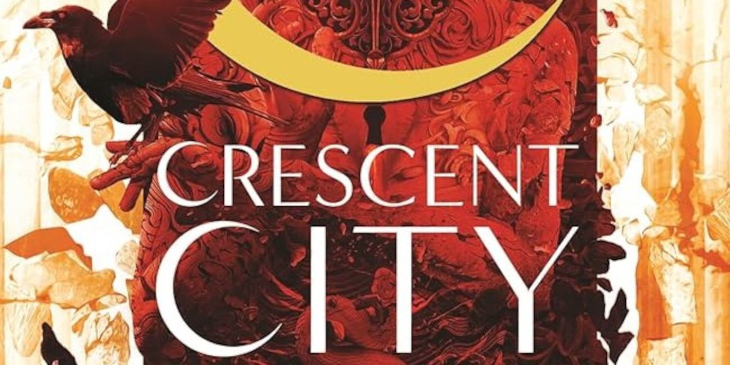 The cover of Sarah J. Maas' Crescent City with a red background and a bird