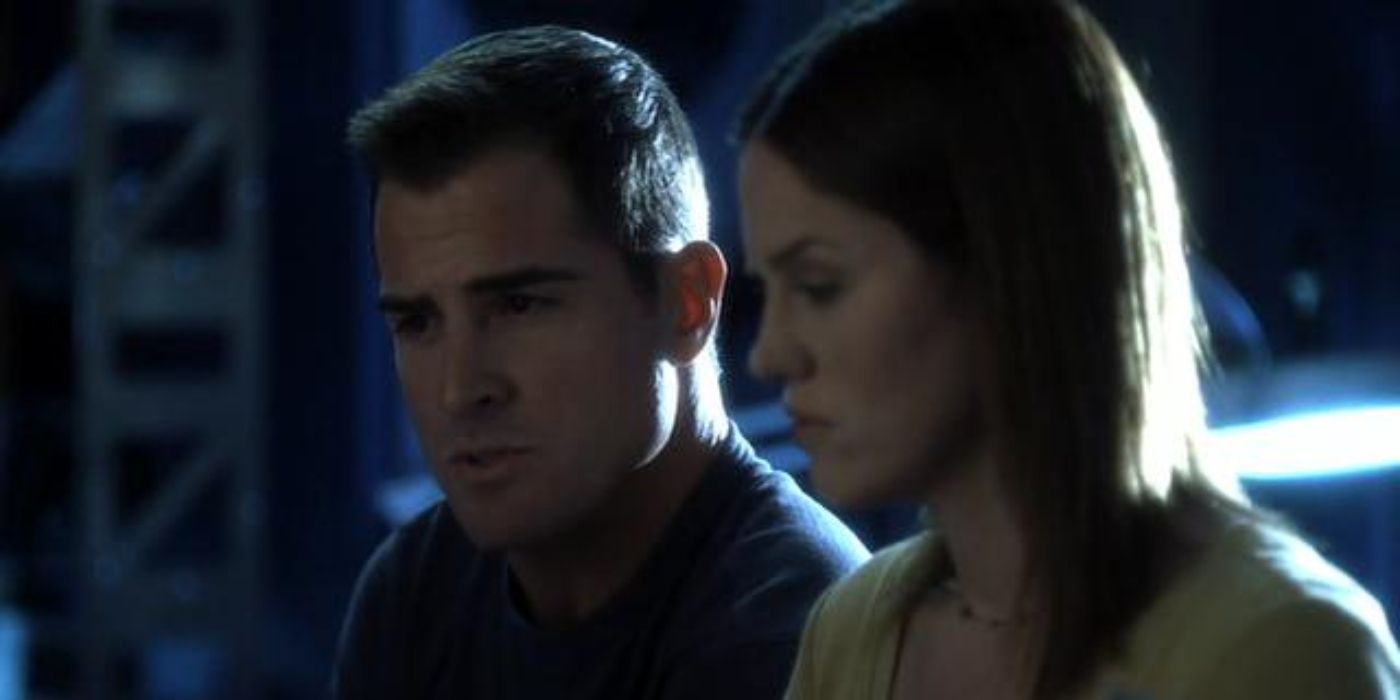 Nick Stokes and Sara Sidle in CSI episode After The Show