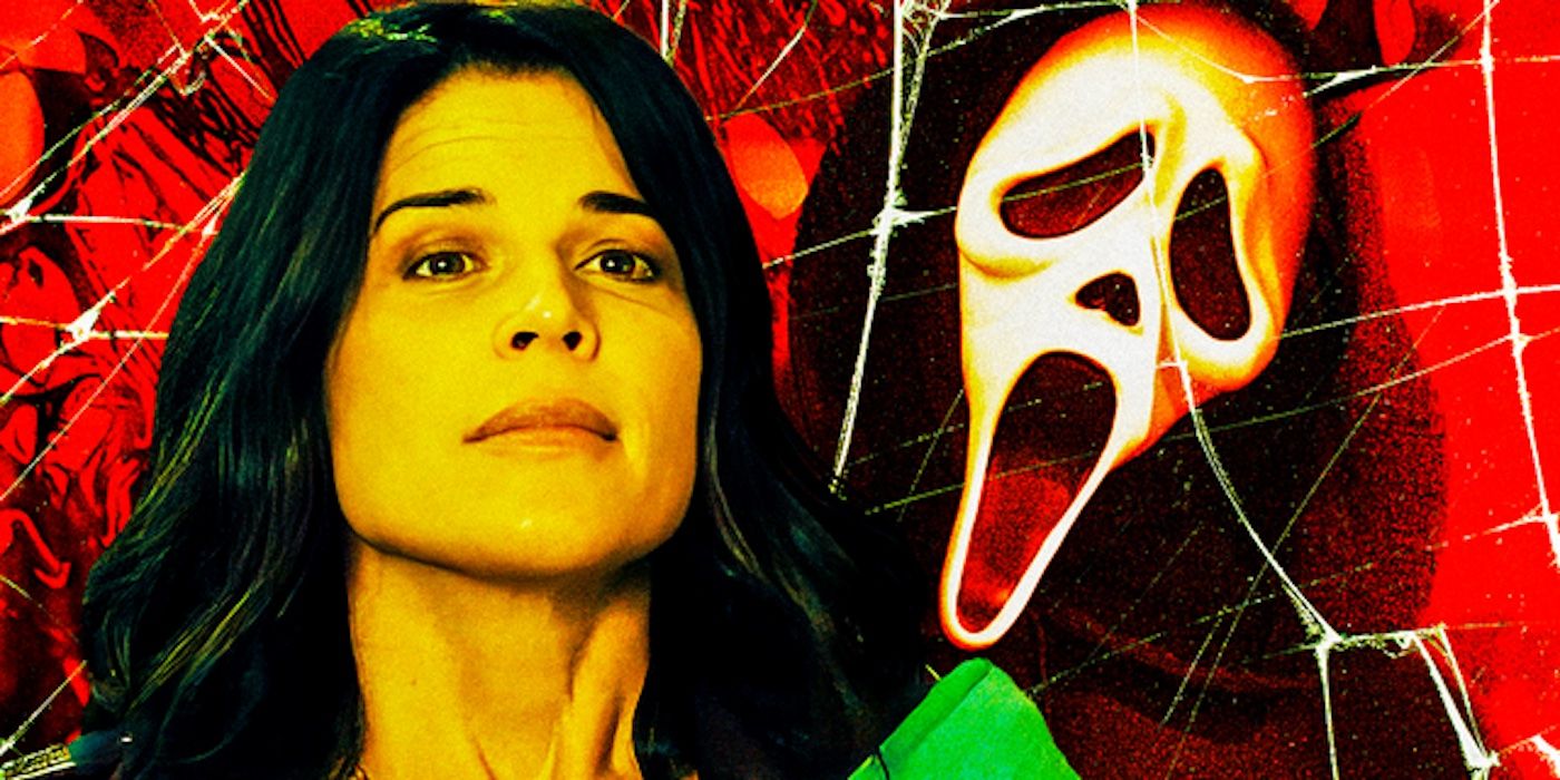 Custom image of Neve Campbell's Sidney Prescott in Scream 2022 beside Ghostface