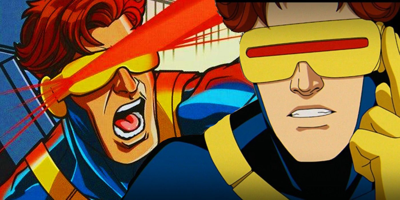 Cyclops firing his optic blasts in Marvel comics and X-Men '97.
