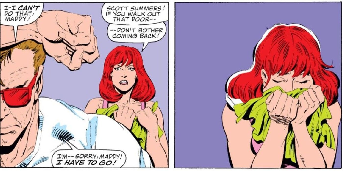 cyclops leaves madelyne pryor in x-men comics