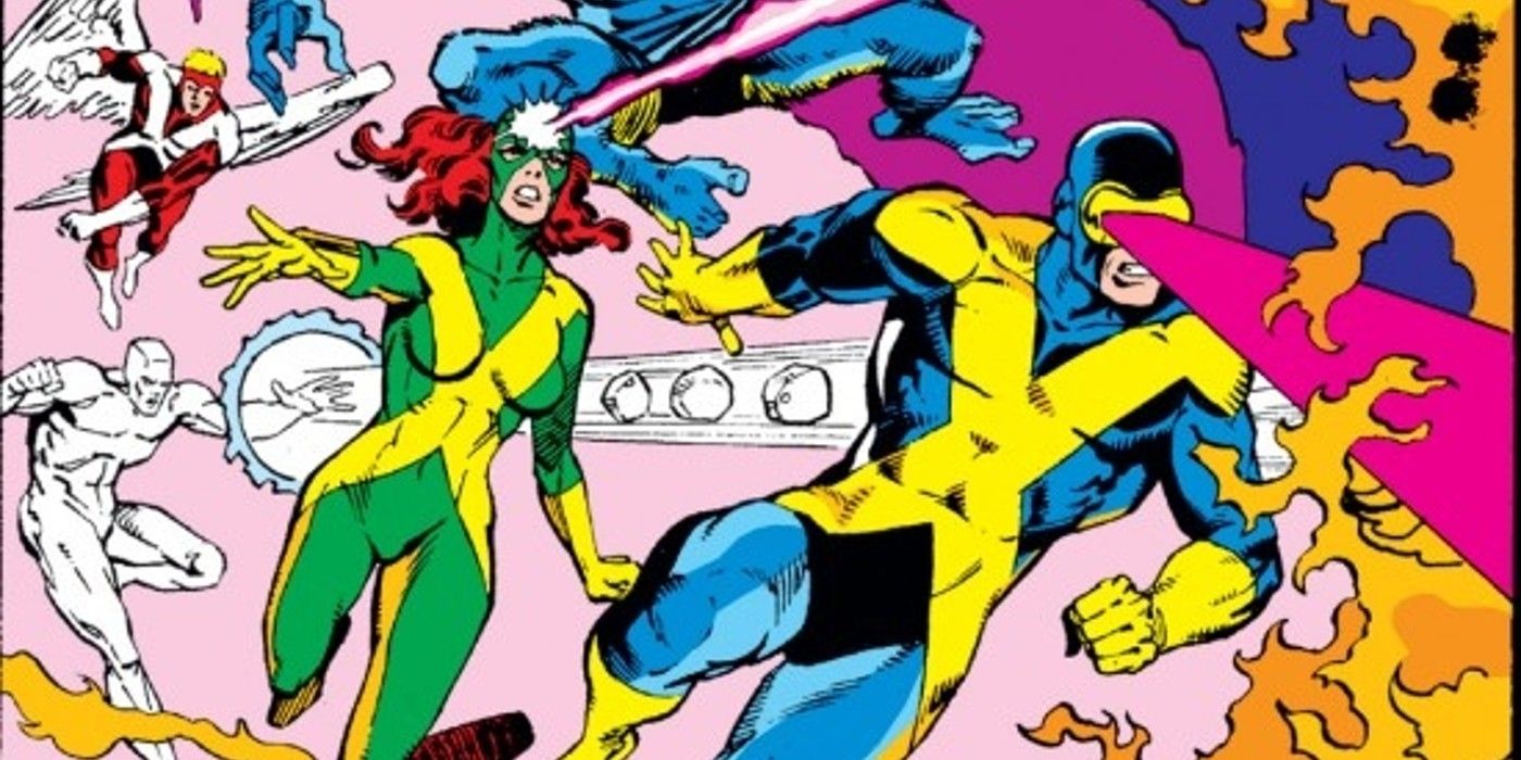 Cyclops wearing his first X-factor suit while shooting optic blasts.
