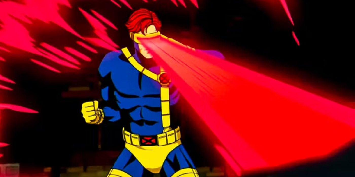 Ciclope usando suas explosões ópticas em X-Men 97