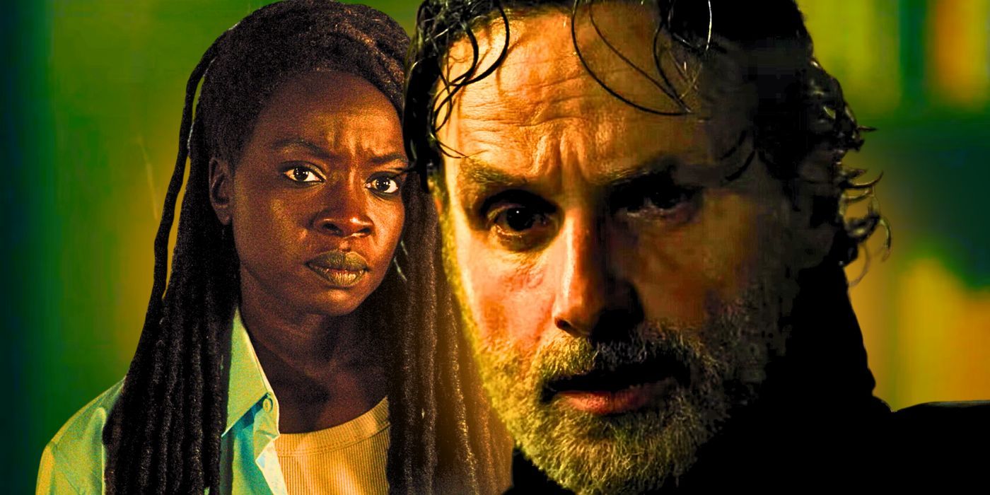 Danai Gurira as Michonne and Andrew Lincoln as Rick Grimes in The Ones Who Live