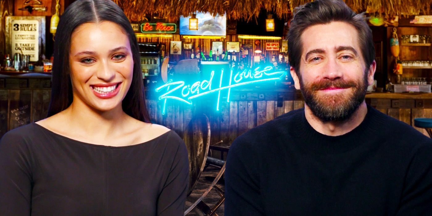 Edited image of Daniela Melchior & Jake Gyllenhaal during Road House interview