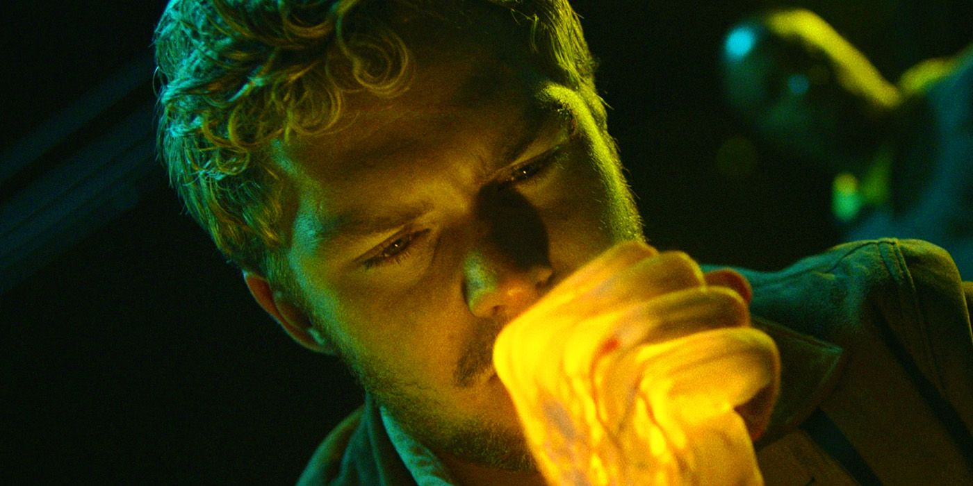 Danny Rand with his glowing Iron Fist hand in The Defenders