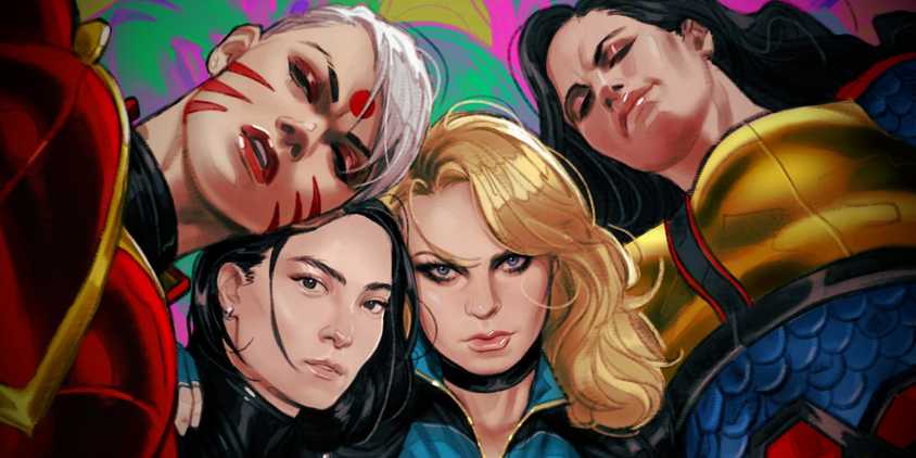 Comic book art: Birds of Prey team featuring Zealot, Batgirl, Black Canary, Big Barda