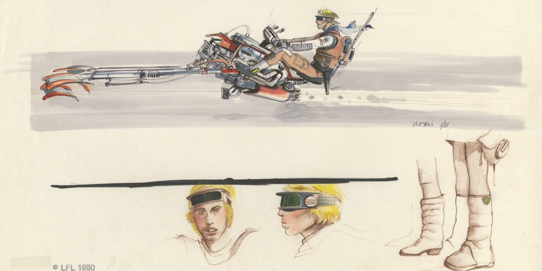 Concept art of the speeder bikes featured on Endor in Return of the Jedi