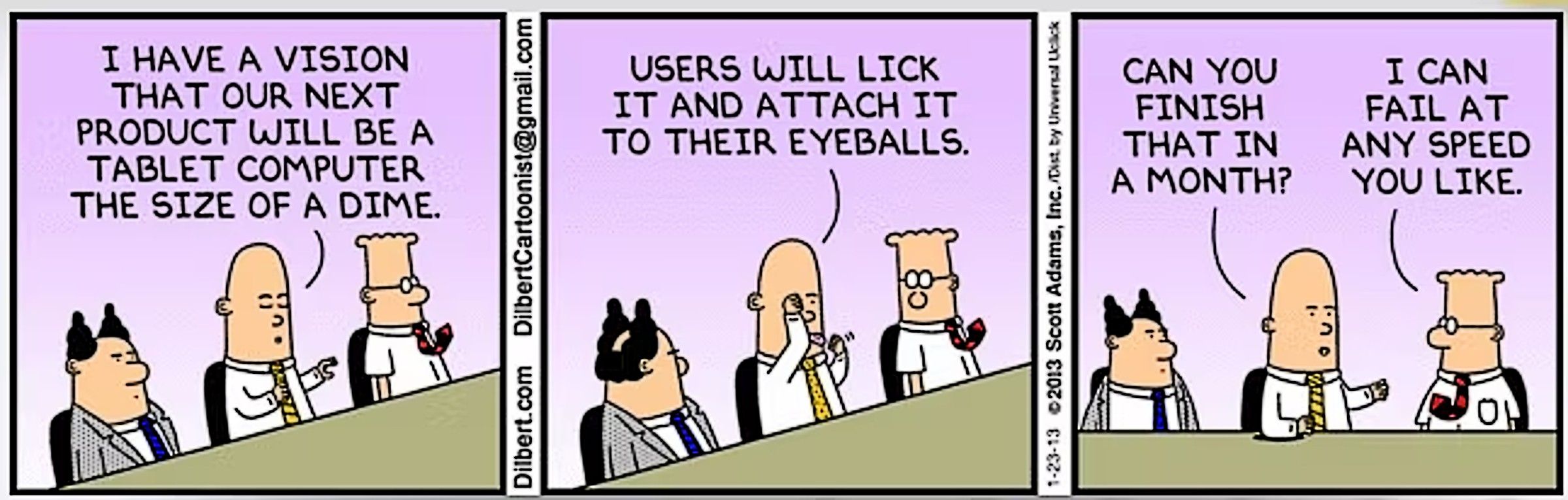Dilbert's coworker can fail at any speed