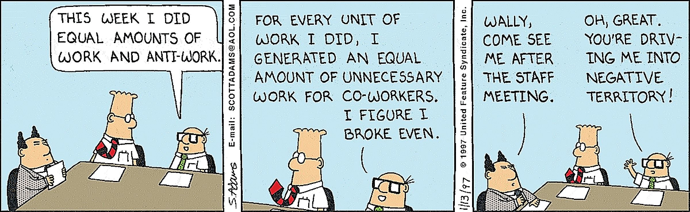 Dilbert, Wally explains his concept of work and anti-work