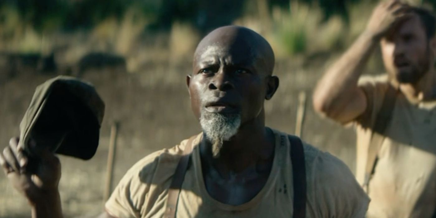 Djimon Hounsou as Titus looking surprised in Rebel Moon Part Two The Scargiver