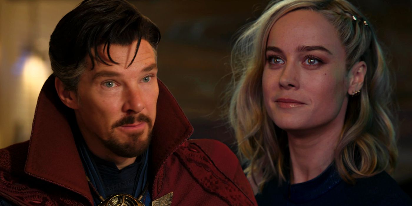 Doctor Strange (Benedict Cumberbatch) in Multiverse of Madness and Captain Marvel (Brie Larson) in The Marvels