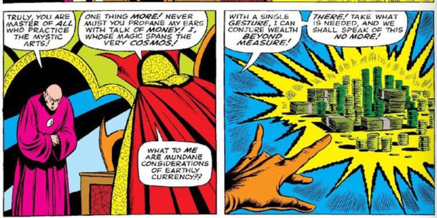 Doctor Strange creating money in Marvel Comics