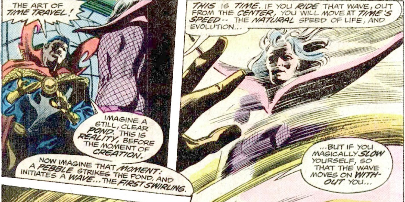 Doctor Strange teaching Clea time travel in Marvel Comics