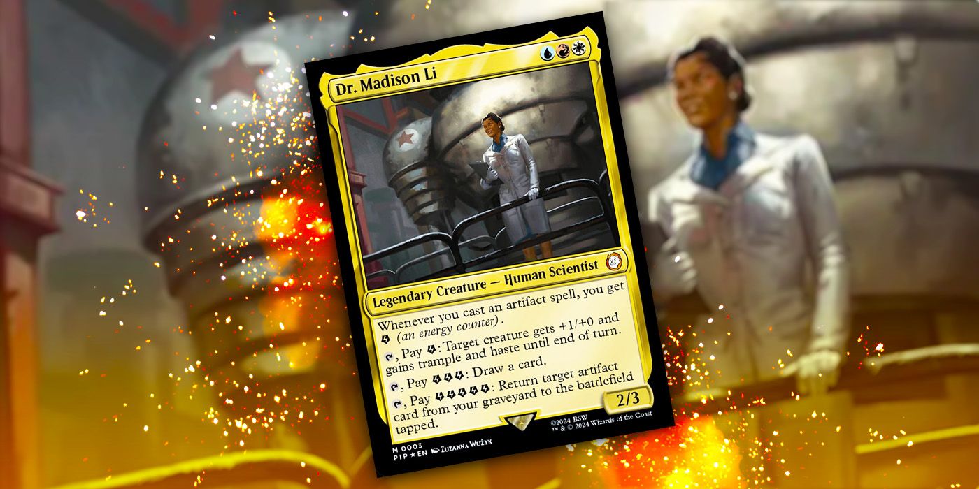 The Doctor Madison Li card from Magic the gathering's Science! Fallout Commander deck.