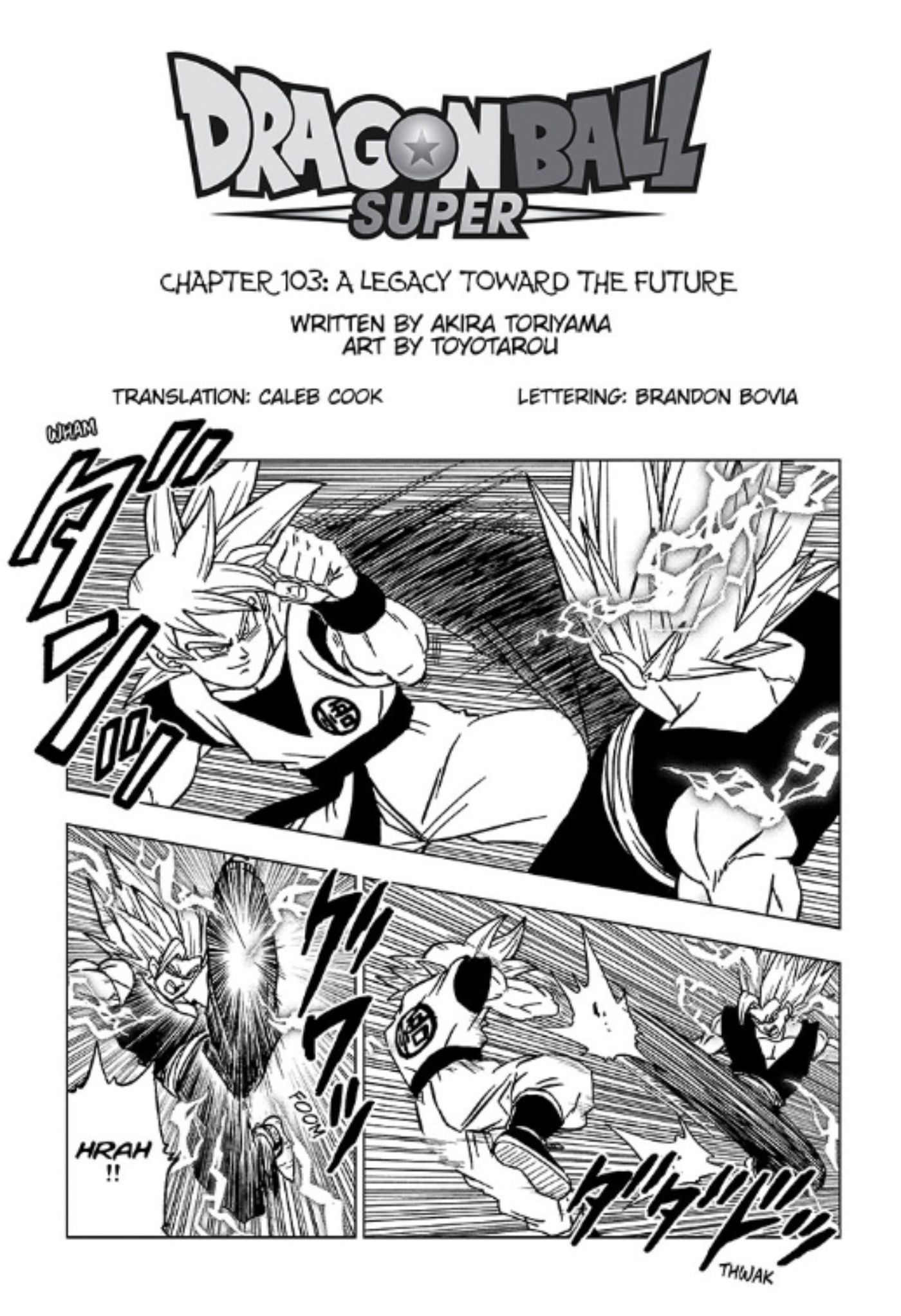 Dragon Ball Super chapter 103 cover featuring Goku vs Gohan.