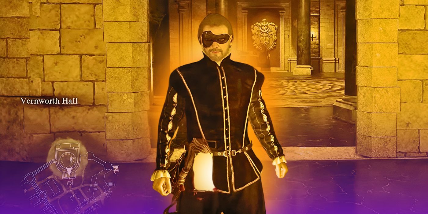 Player dressed in Courtly Clothes for the Masquerade in Dragon's Dogma 2.