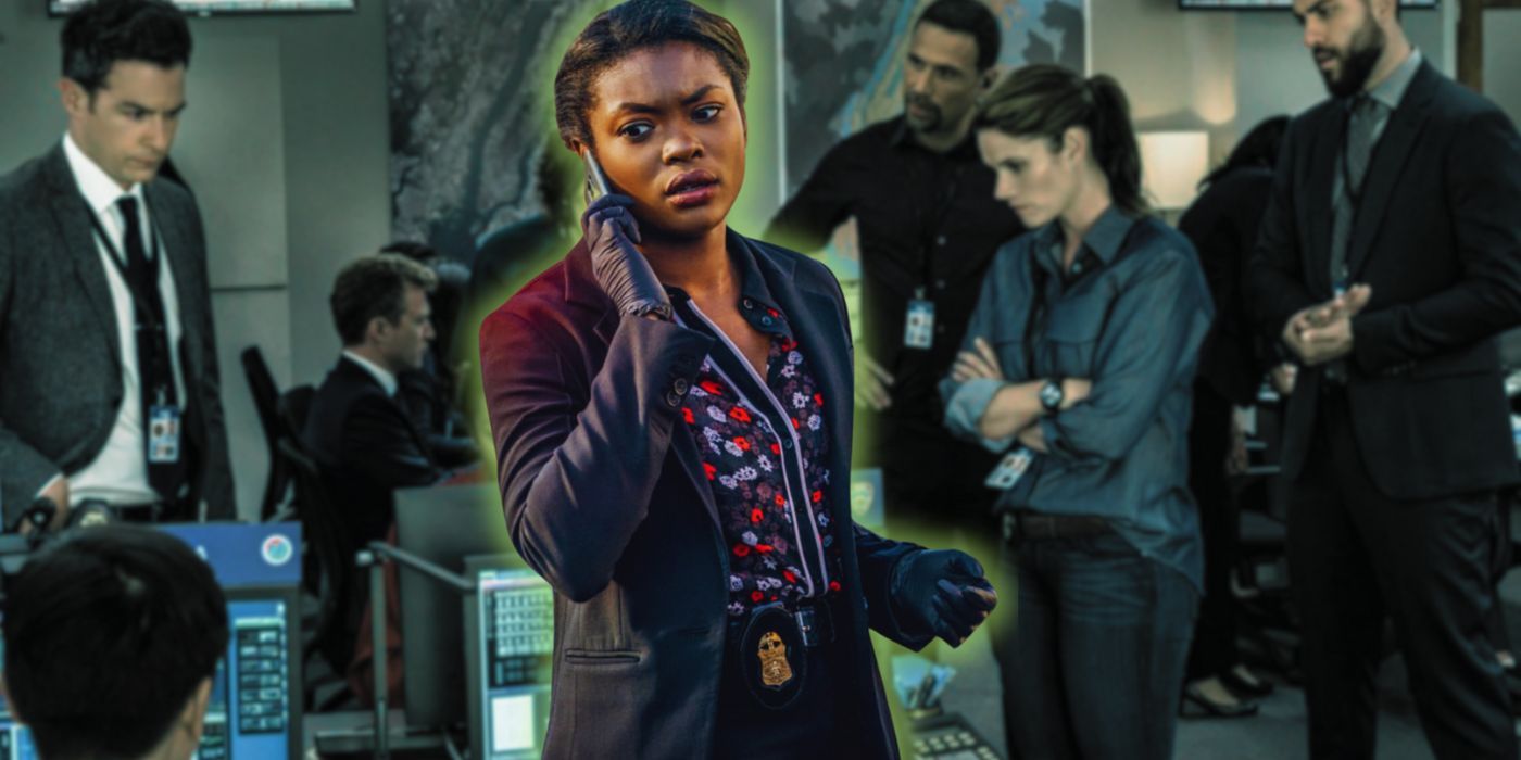 A composite image features Ebonee Noel as FBI's Kristen in the foreground and the cast of FBI in the background