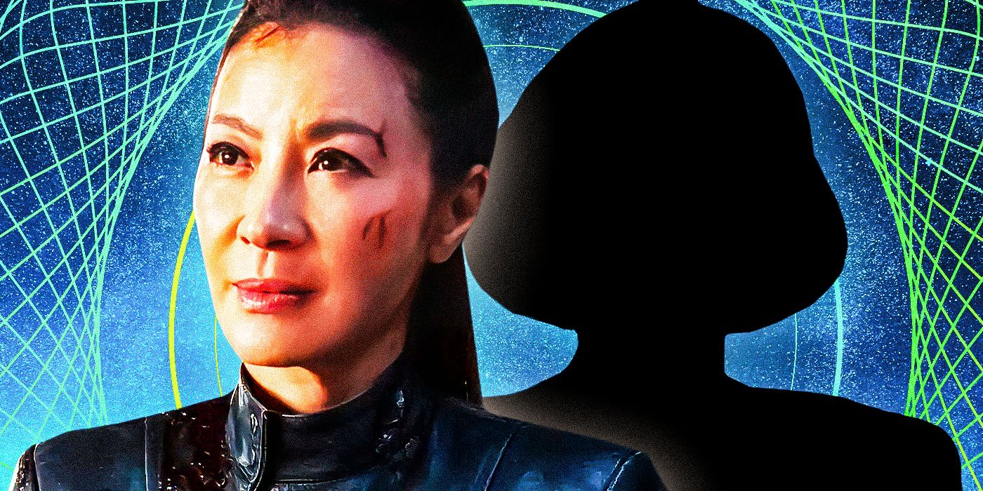 A battered Michelle Yeoh as Section 31's Georgiou and Rachel Garrett in silhouette