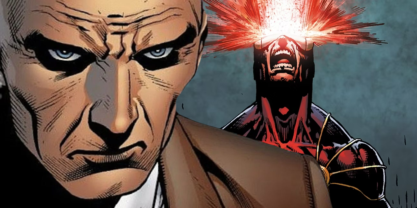 Evil Looking Xavier with angry Cyclops blasting eye beam