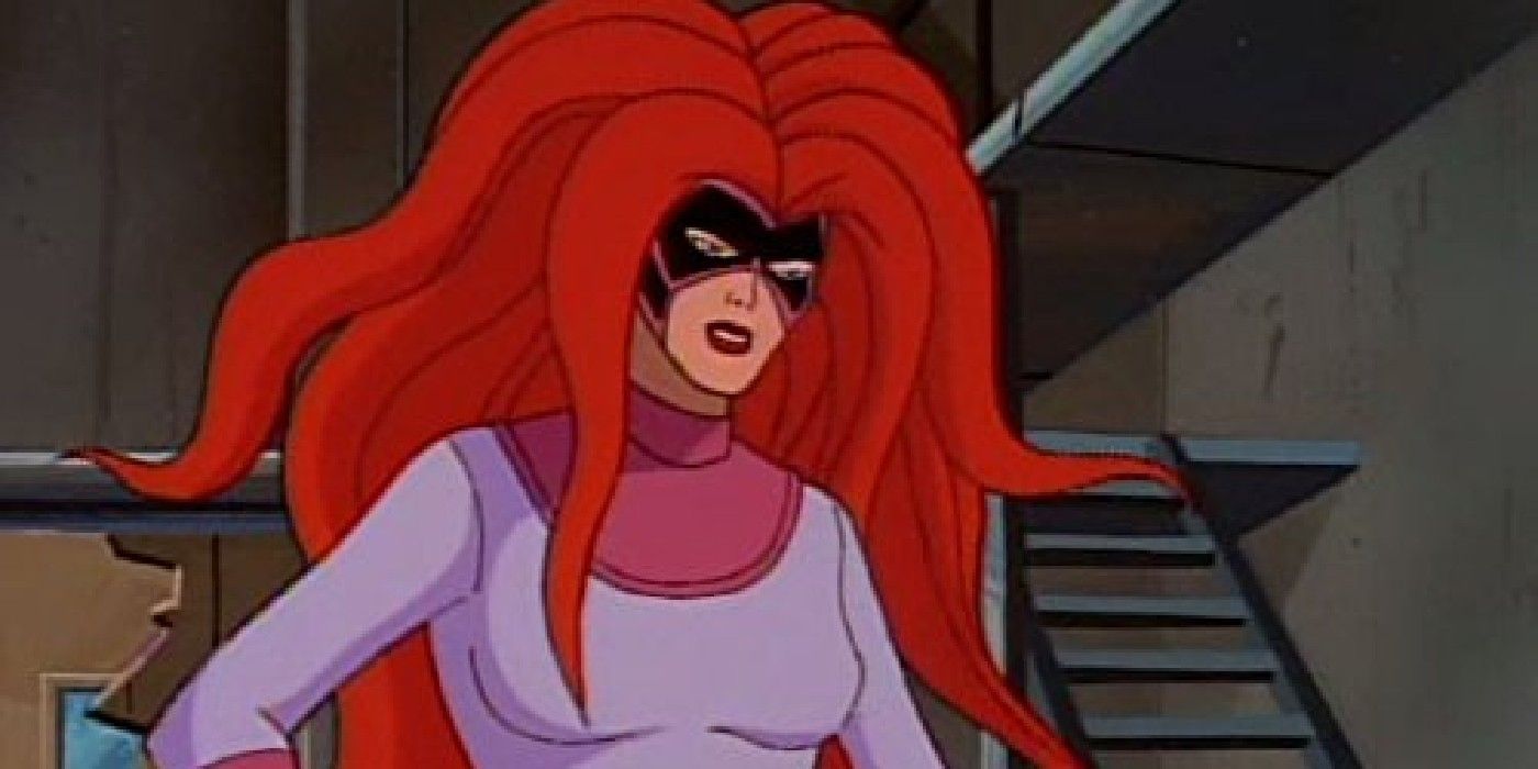 Fantastic four animated series medusa standing in a warehouse