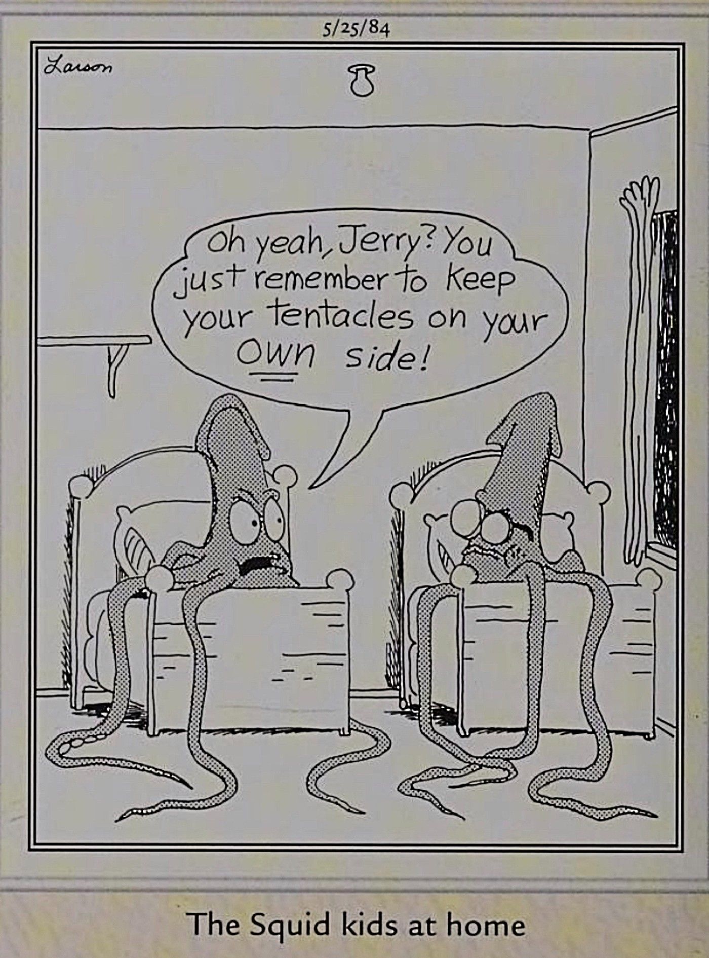 Far Side, &ldquo;the squid kids at home&rdquo;