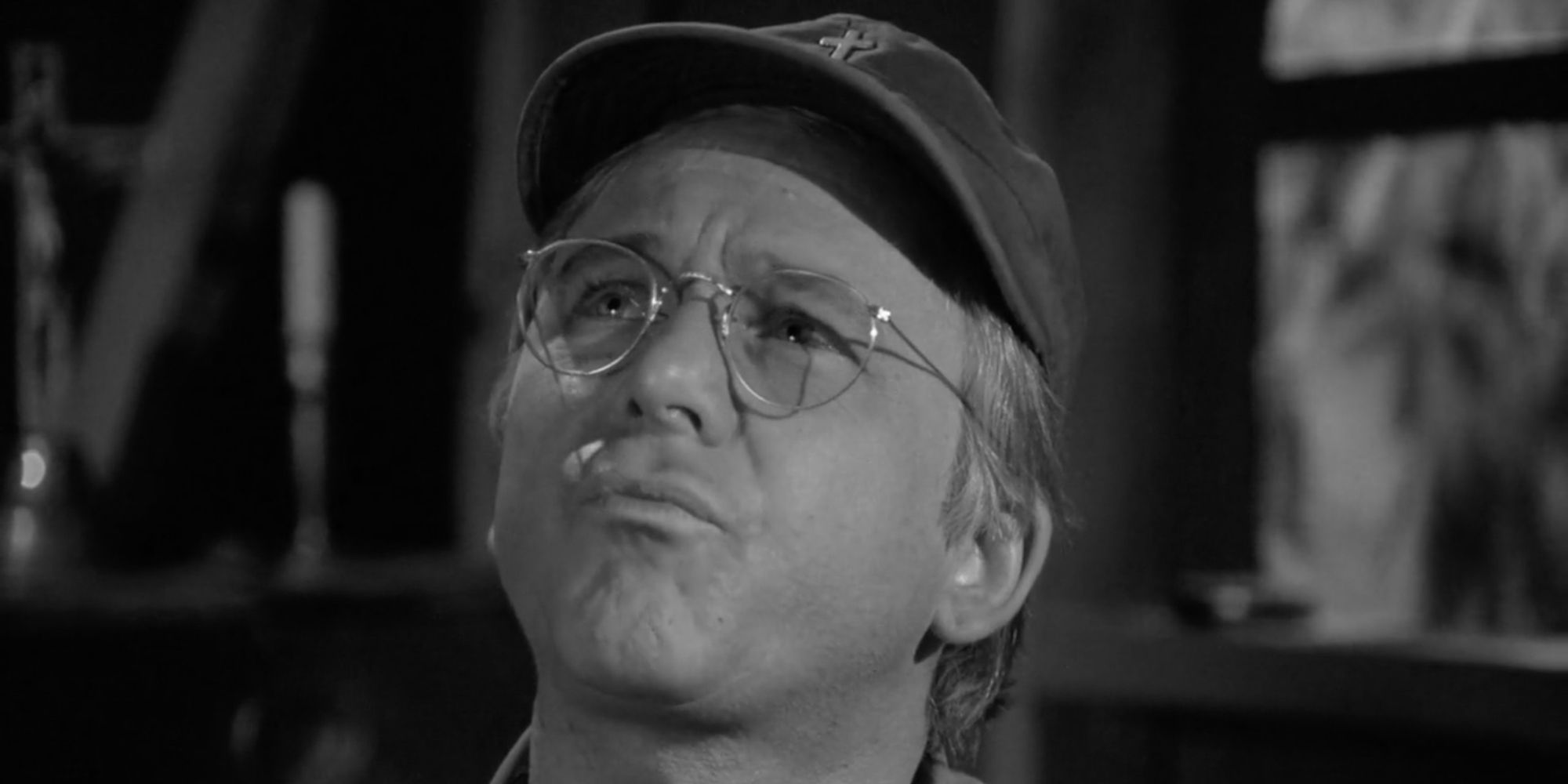 Father Mulcahy (William Christopher) recounting the surgeon story in MASH season 4 The Interview