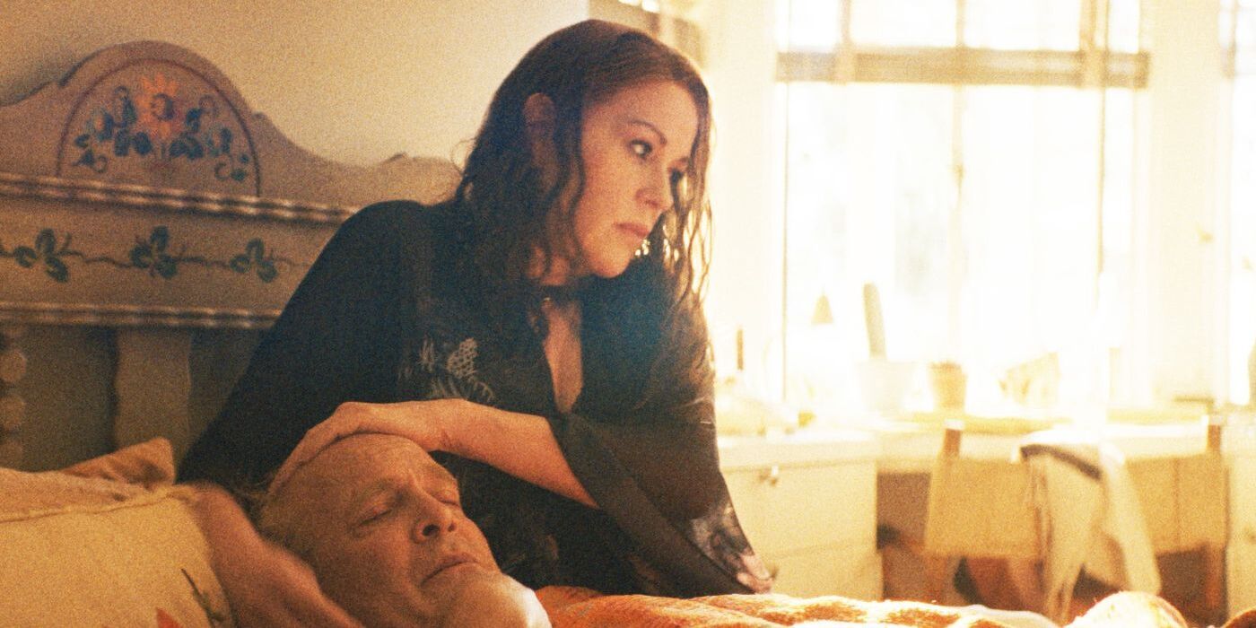 Joanne Carson Holding Truman In Bed In Feud: Capote Vs. The Swans.jpg - Truman saw Babe as a mother figure - Truman Imagined Babe As He Was Dying