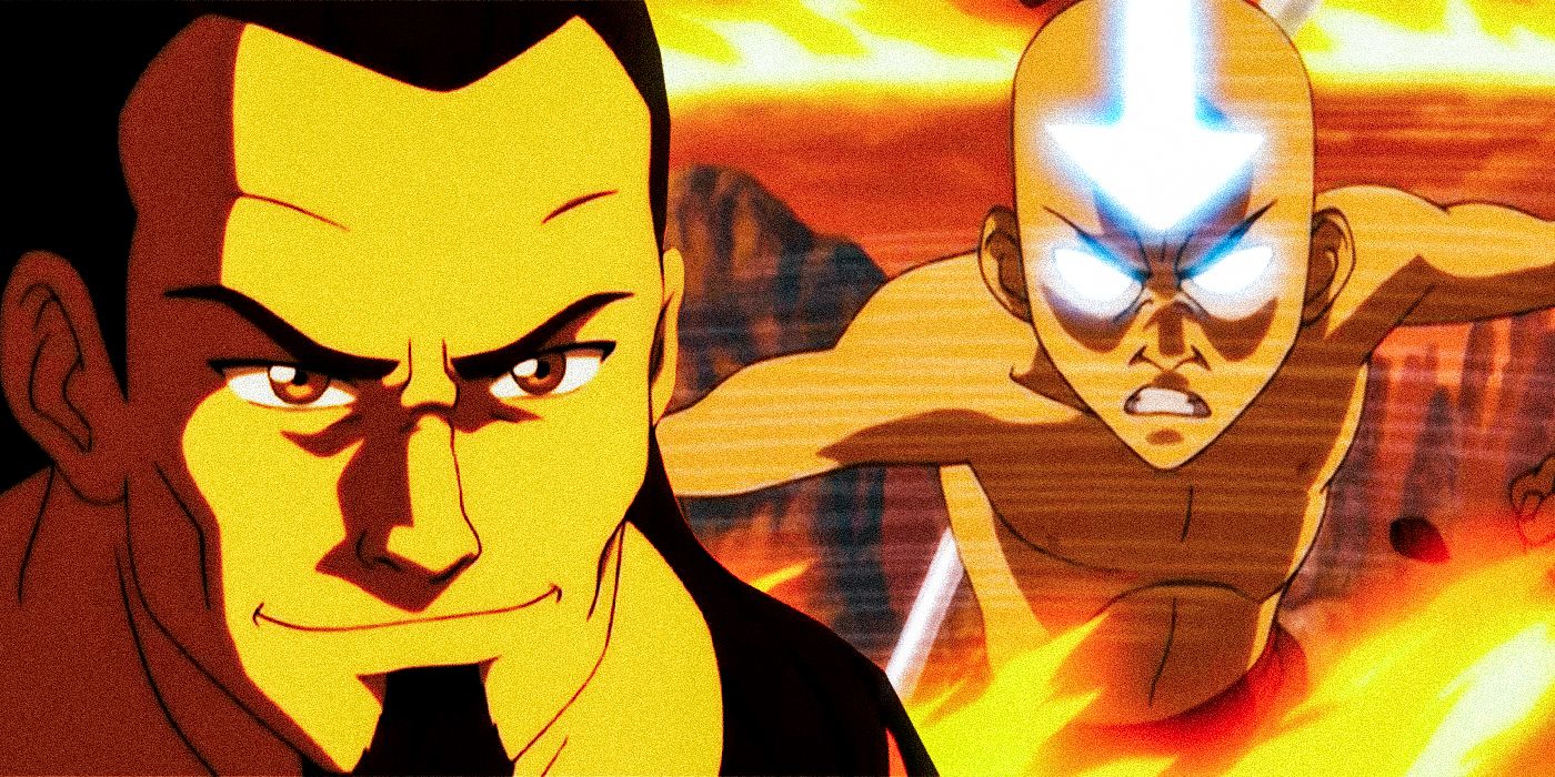 Fire Lord Ozai smirking next to Aang in the Avatar State in Avatar: The Last Airbender