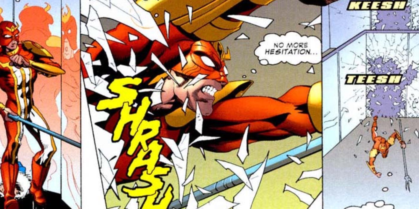 Flash's Red Devil smashes through a windows to get over his fear and save the day