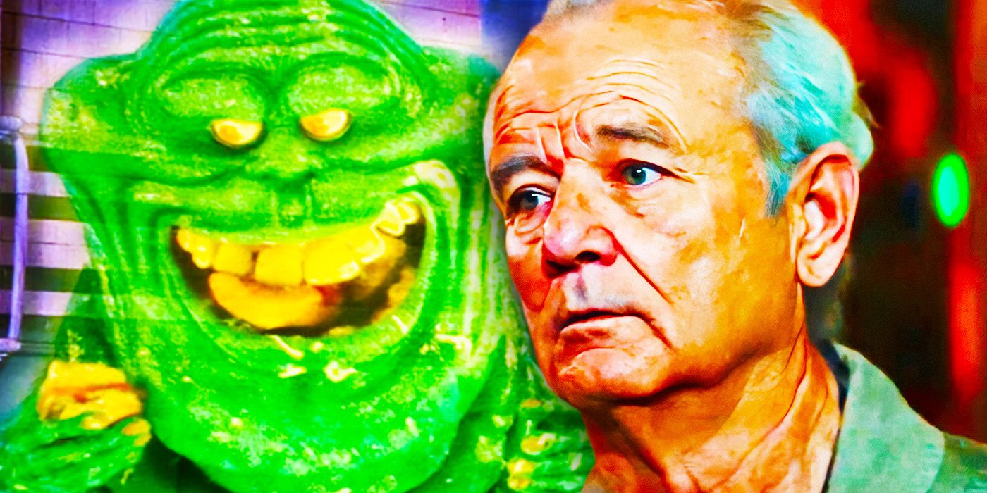 Slimer and Venkman (Bill Murray) in Ghostbusters: Frozen Empire