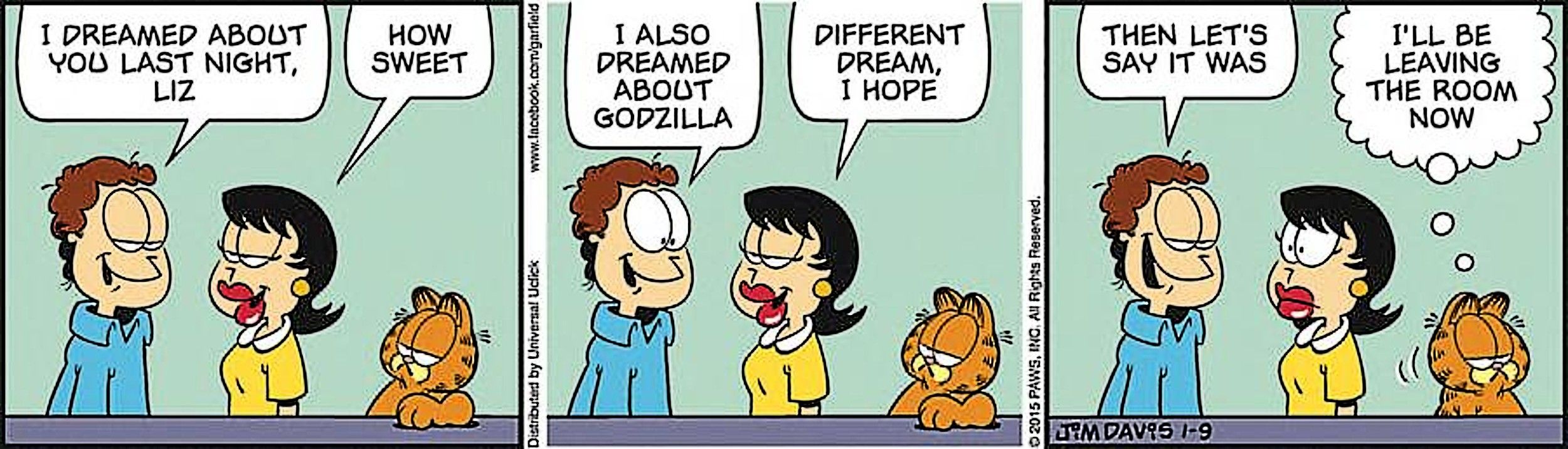 Garfield, Jon had a dream about Liz...and Godzilla