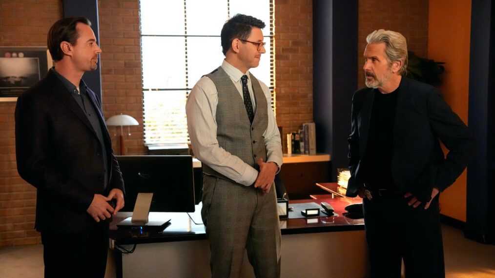 Gary Cole as Parker with McGee and Jimmy in Vance's Office in NCIS Episode 1000