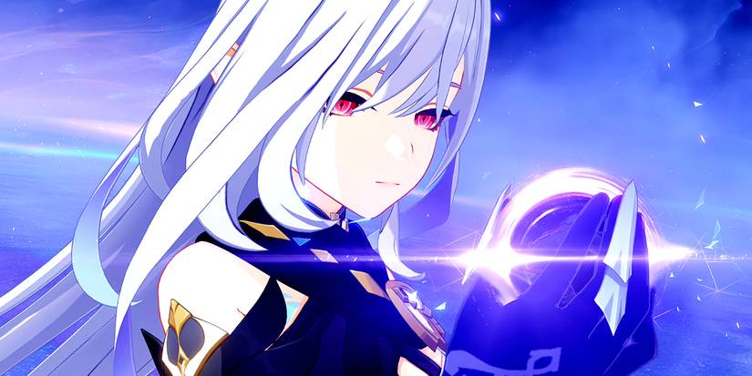 Genshin Impact' Skirk holds a void sphere in her hands.