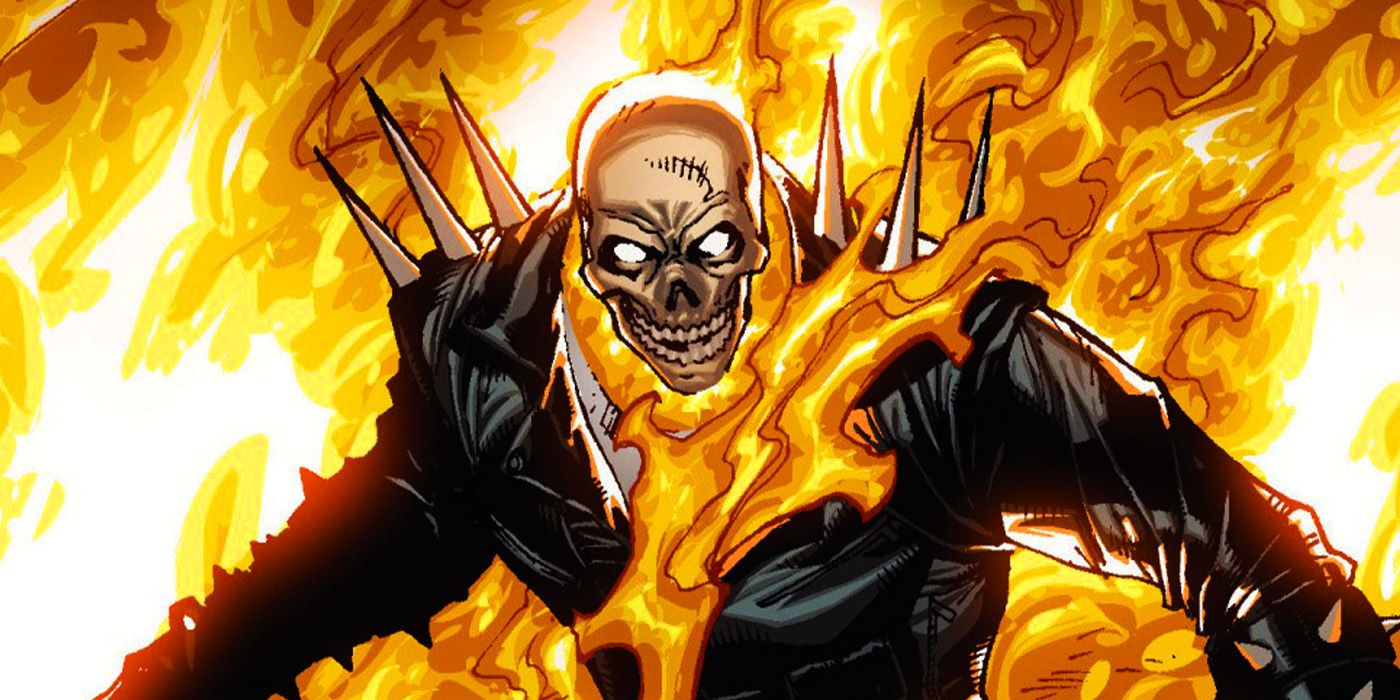 Motoqueiro Fantasma cercado por chamas na Marvel Comics