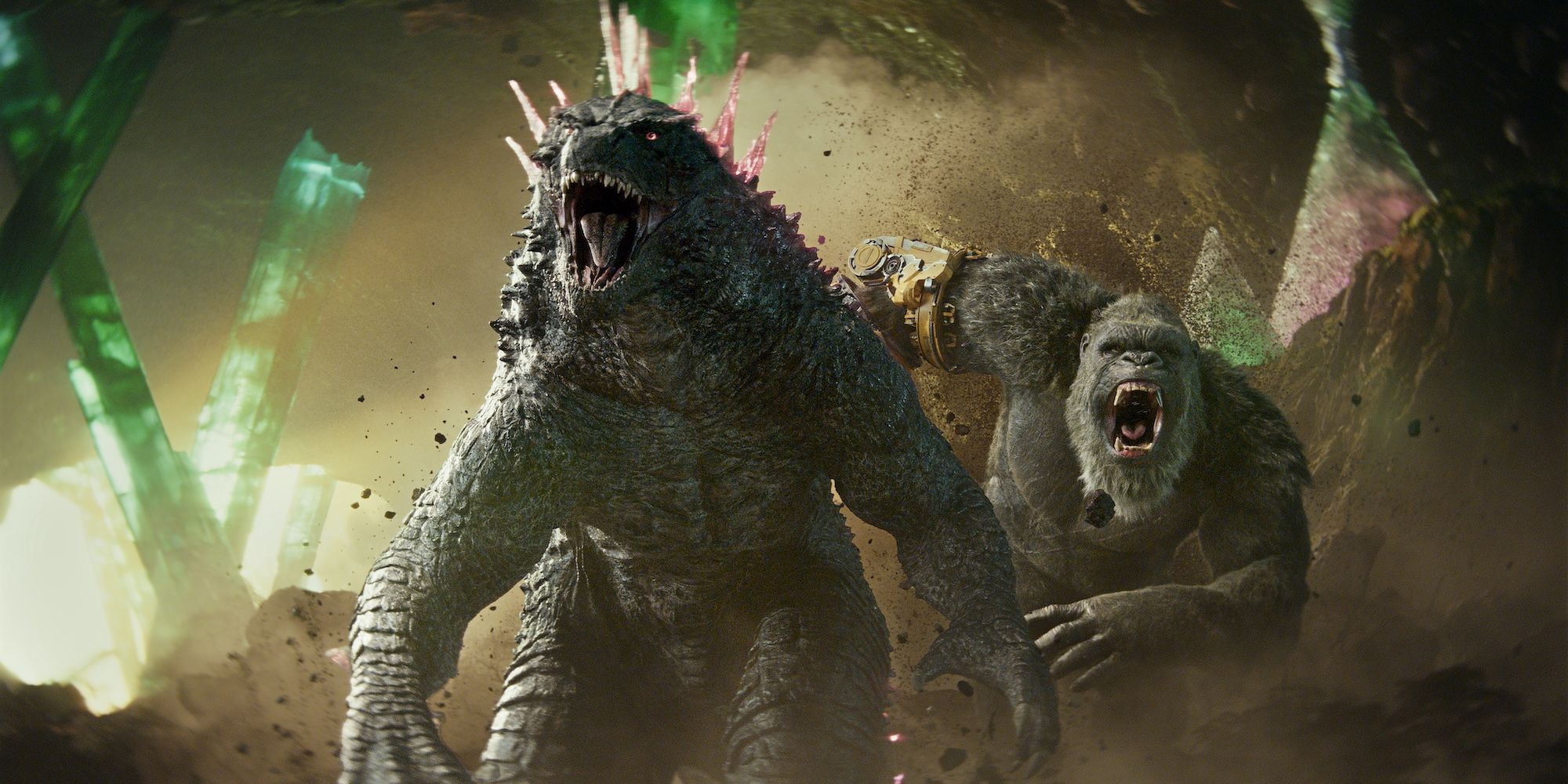 Godzilla and Kong charge into battle in Godzilla x Kong The New Empire
